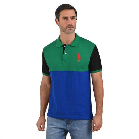 PLAYERA PIQUÉ POLO MODELAJE VERDE Y AZUL HPC POLO