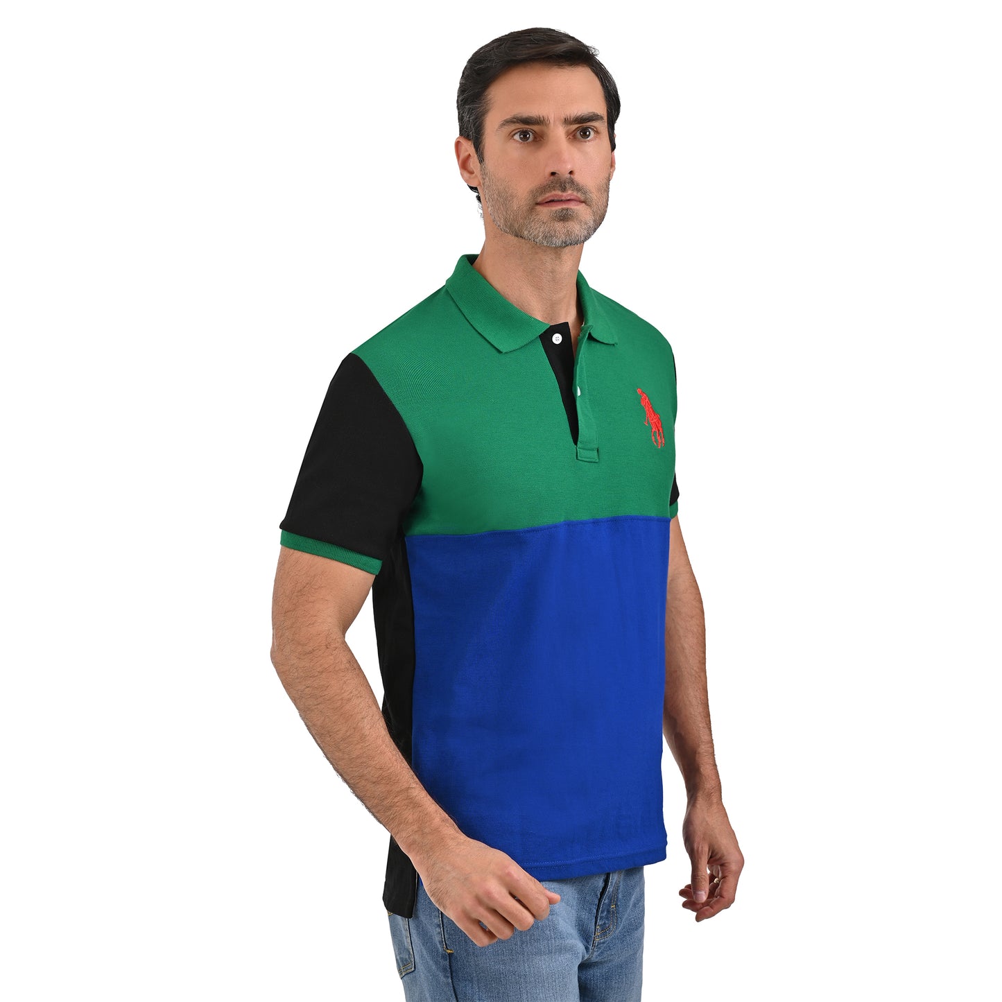 PLAYERA PIQUÉ POLO MODELAJE VERDE Y AZUL HPC POLO