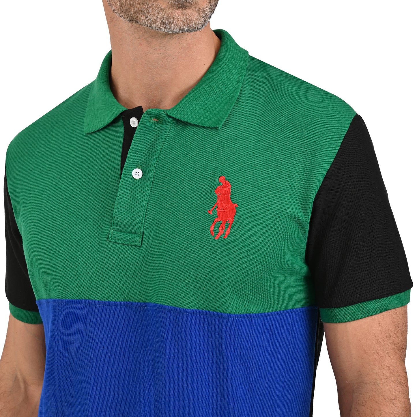 PLAYERA PIQUÉ POLO MODELAJE VERDE Y AZUL HPC POLO