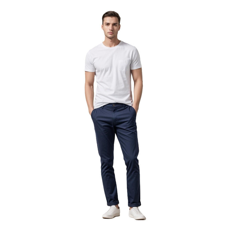 Pantalon Gabardina Azul Marino Hombre Hpc Polo