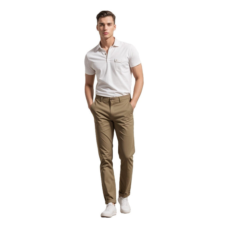 Pantalon Gabardina Beige Hombre Hpc Polo