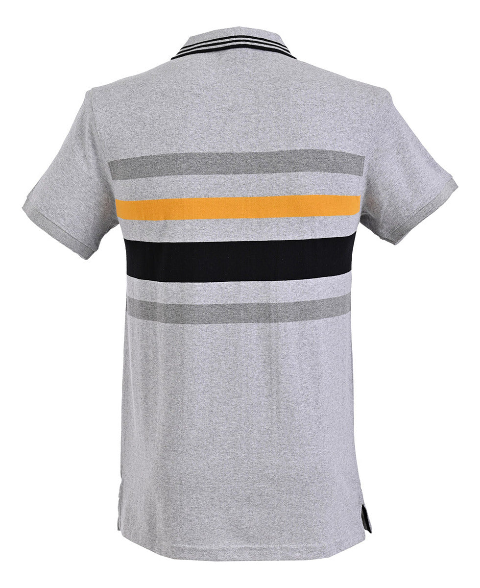 PLAYERA CHIFÓN POLO MODELAJE RAYAS GRIS, AMARILLO HPC POLO