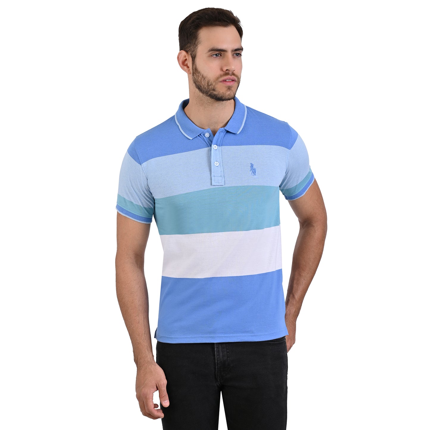 PLAYERA CHIFÓN POLO MODELAJE RAYAS AZULES HPC POLO