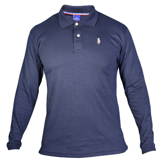 Playera Polo Piqué Lisa Marino Hombre M/L 3034-L