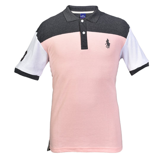 Playera Polo Piqué Modelaje Rosa y Gris Hombre 3034-AM1